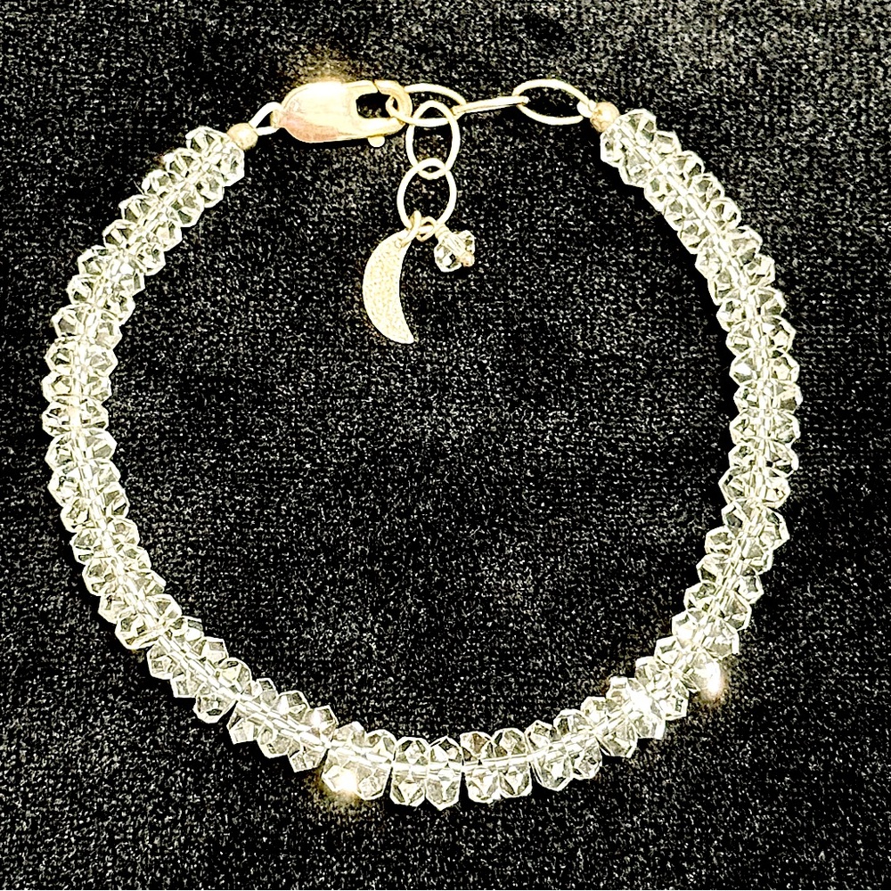 Clear Crystal Faceted Bead Bracelet in Silver Tone Bling Bougie Statement - Picture 2 of 5